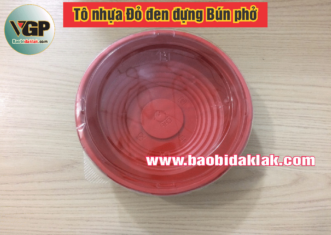 Tô nhựa đỏ đen đựng bún phở