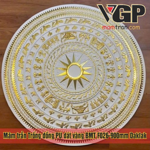 Mâm trần Trống đồng nhựa PU dát vàng BMT F026-900 Daklak