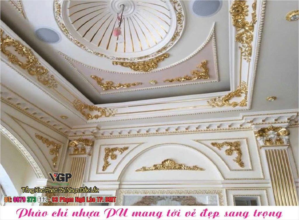 Trần nhà làm bằng phào chỉ pu đẹp ở Pleiku