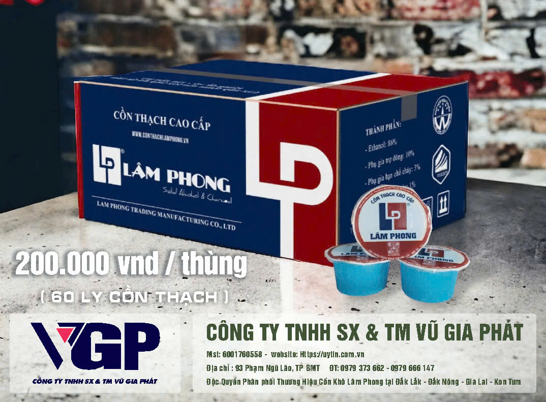 Cồn thạch Lâm Phong siêu cháy dạng ly